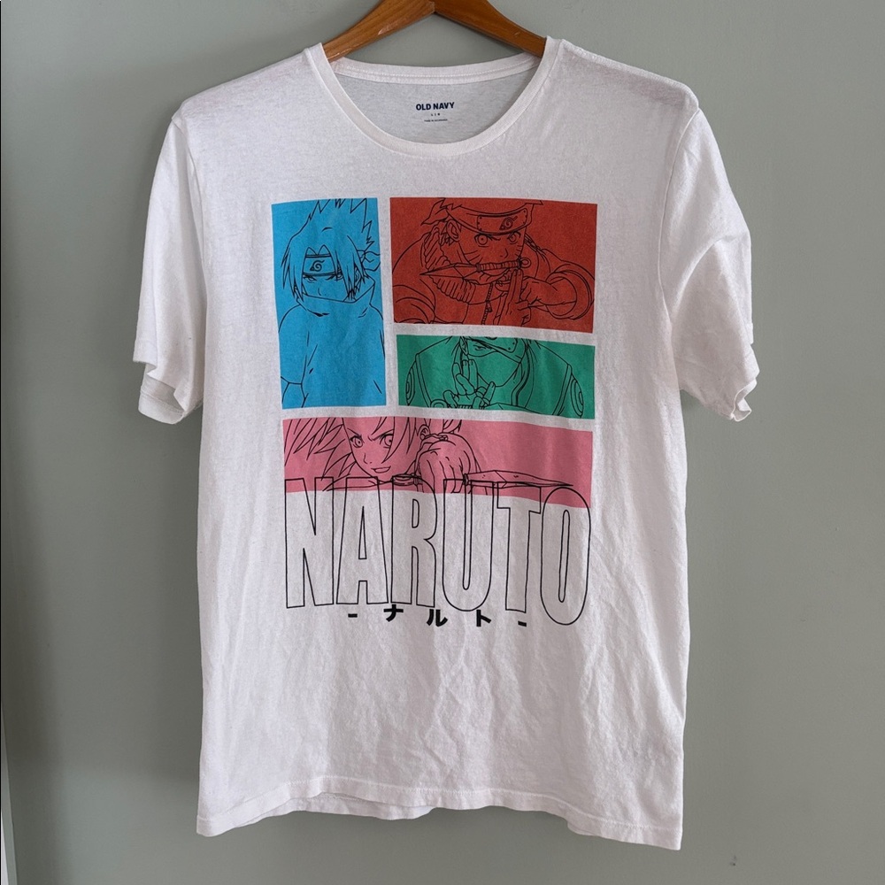 Old Navy Naruto White Multicolor Animé Show Shirt T-Shirt Women’s Size Large L